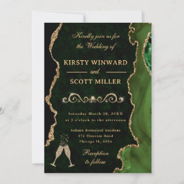 Elegant Groene Gouden Glitter Agate Trouwring Kaart