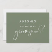 Elegant groene groomsman-ontwerpkaart kaart (Voorkant)
