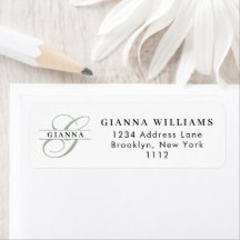 Elegant groene kalligrafie gespleten monogramadres