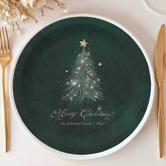 Elegant Groene Kerst Papieren Bordje