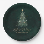 Elegant Groene Kerst Papieren Bordje (Voorkant)