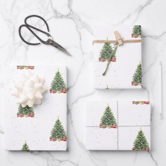 Elegant Groene Kerstboom Patroon Gift Inpakpapier Vel (Voorkant)