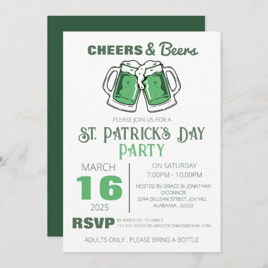 Elegant groene klaver St. Patrick's Day-feest Kaart (Voorkant / Achterkant)