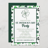 Elegant Groene Klaver St. Patrick's Day Feest Kaart (Voorkant / Achterkant)