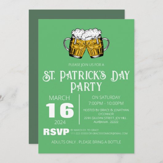 Elegant groene klaver St. Patrick's Day-feest Kaart (Voorkant / Achterkant)