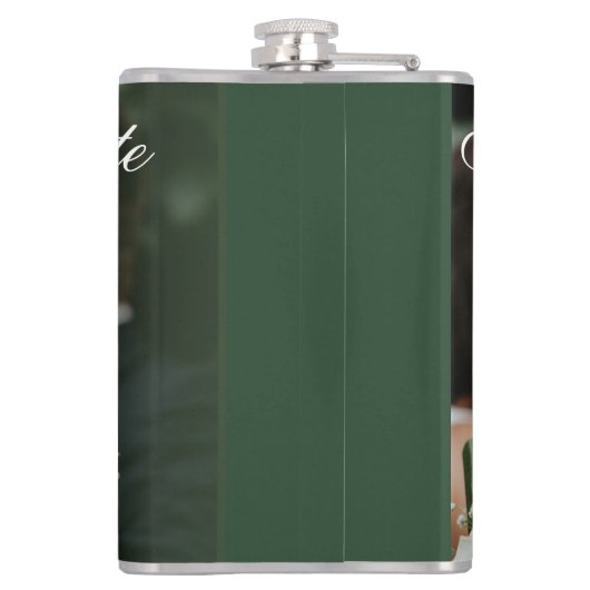 Elegant groene kus bewaar de datum heupfles (Achterkant)