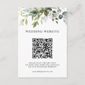 Elegant Groene Loof QR-code & Foto Bruiloft Informatiekaartje (Voorkant)