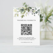Elegant Groene Loof QR-code & Foto Bruiloft Informatiekaartje (Staand voorkant)