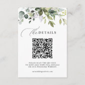 Elegant Groene Loof QR-code & Foto Bruiloft Informatiekaartje (Voorkant)