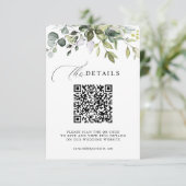 Elegant Groene Loof QR-code & Foto Bruiloft Informatiekaartje (Staand voorkant)
