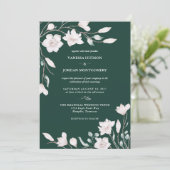 Elegant Groene Magnolia Bruiloft Kaart (Staand voorkant)