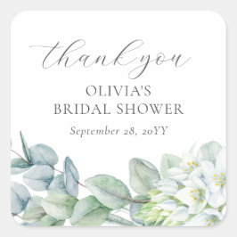 Elegant Groene Moderne Script Bedankkaartje Vierkante Sticker