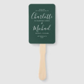 Elegant Groene Moderne Script Huwelijksprogramma Handwaaier (Voorkant)