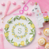 Elegant groene monogram met citroenen papieren bordje (Feest)