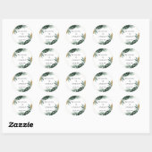Elegant, groene palm, gouden (namaak) rand ronde sticker (Vel)