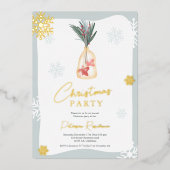 Elegant groene rode boho vertakt kerstmis folie uitnodiging (Voorkant)