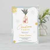 Elegant groene rode boho vertakt kerstmis folie uitnodiging (Staand Voorkant)