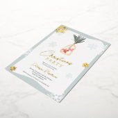 Elegant groene rode boho vertakt kerstmis folie uitnodiging (Gedraaid)