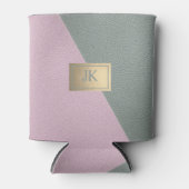 Elegant groene roze leer Monogram   Blikjeskoeler (Voorkant)