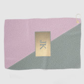 Elegant groene roze leer Monogram Golfhanddoek (Horizontaal)