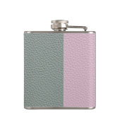 Elegant groene roze leer Monogram   Heupfles (Achterkant)