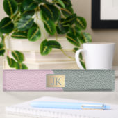 Elegant groene roze leer Monogram   Naambordje