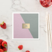 Elegant groene roze leer Monogram   Servet (Insitu)