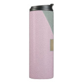 Elegant groene roze leer Monogram Thermosbeker (Gedraaid links)