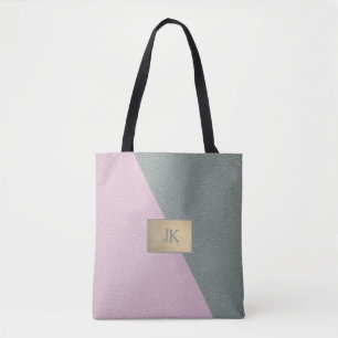 Elegant groene roze leer Monogram   Tote Bag