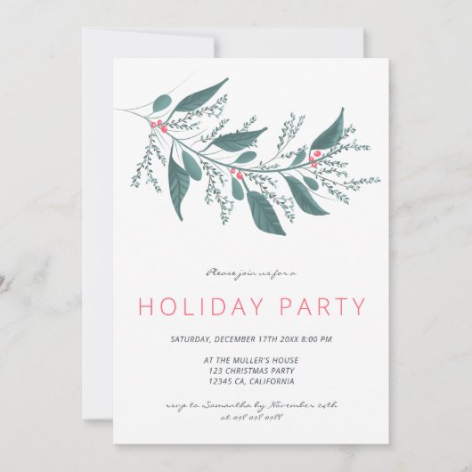 Elegant groene roze minnelijke diletoe tak Vakanti Kaart (Voorkant)