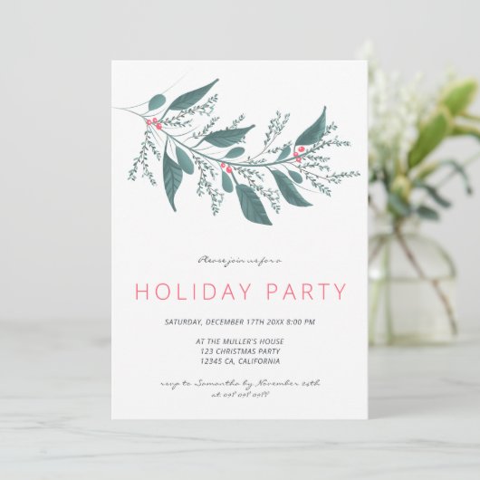 Elegant groene roze minnelijke diletoe tak Vakanti Kaart (Staand voorkant)