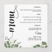 Elegant Groene Script Ronde Trouwmenu Menu (Voorkant)