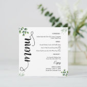 Elegant Groene Script Ronde Trouwmenu Menu (Staand voorkant)