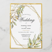 Elegant Groene Script Trouw Folie Uitnodiging (Voorkant)
