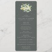 Elegant groene Sneeuwbes + Eucalyptus Bruidsboeket Programmakaart (Voorkant)