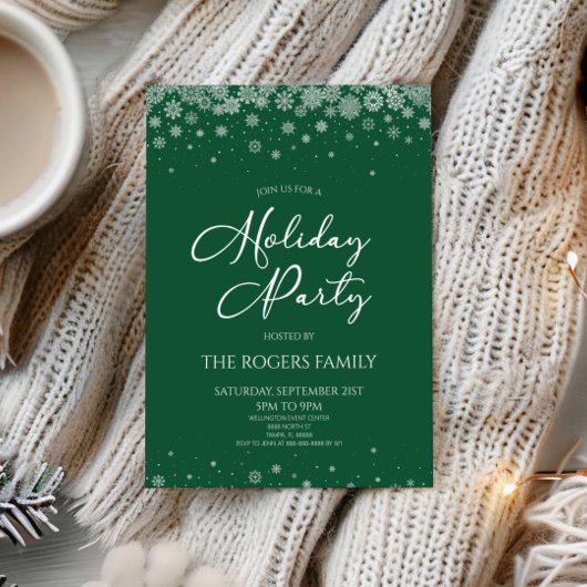 Elegant groene sneeuwvlok Winter Vakantie Feest Kaart