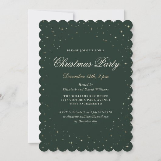 Elegant groene sterren Kerstfeest Kaart (Voorkant)