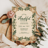 Elegant Groene Thanksgiving Feest Kaart