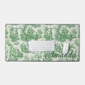 Elegant groene Toile de Jouy Monogram Bureaumat (Keyboard & Muis)