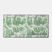 Elegant groene Toile de Jouy Monogram Bureaumat (Voorkant)