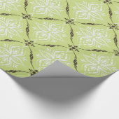 Elegant groene turkooizen bruin demasperpatroon cadeaupapier (Hoek)