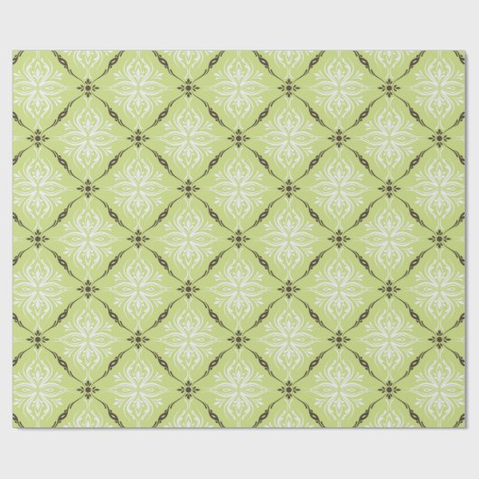 Elegant groene turkooizen bruin demasperpatroon cadeaupapier (Vlak)