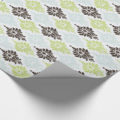 Elegant groene turkooizen bruin demasperpatroon cadeaupapier (Hoek)