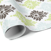 Elegant groene turkooizen bruin demasperpatroon cadeaupapier (Rol Hoek)