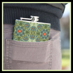 Elegant Groene Vintage Patroon Klein Heupfles