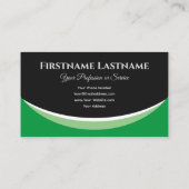 Elegant groene vormen op zwart monogram 3d effect visitekaartje (Achterkant)