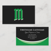 Elegant groene vormen op zwart monogram 3d effect visitekaartje (Voorkant / Achterkant)