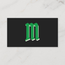 Elegant groene vormen op zwart monogram 3d effect visitekaartje