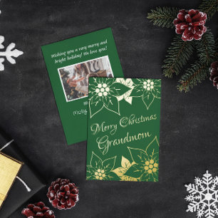 Elegant groene vrolijke kerst oma folie feestdagenkaart