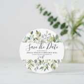 Elegant groene watercolorbladeren save the date (Staand voorkant)